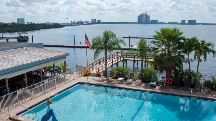 Outdoor Pool overlooking riverfront