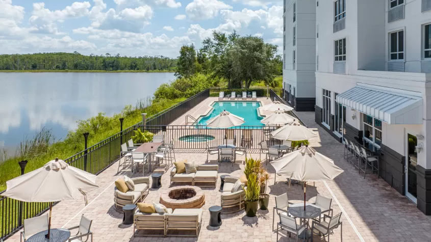 patio and pool