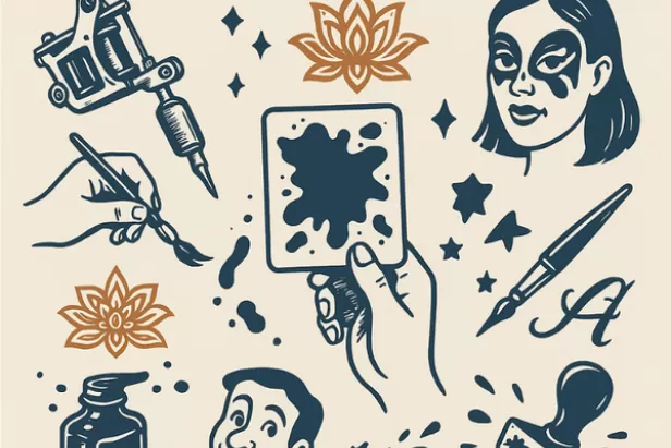 white background with tattoo type images of horror themed images
