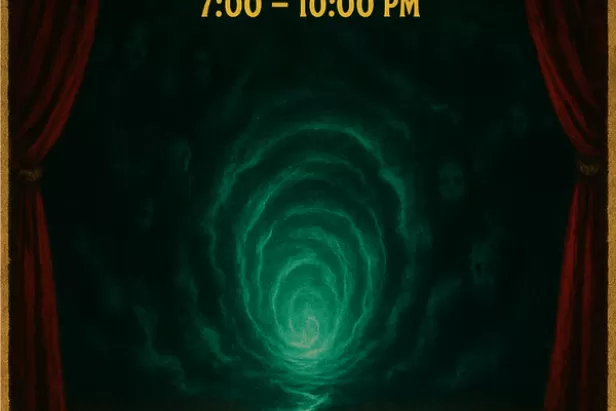 image of a green portal with yellow font saying the final act
