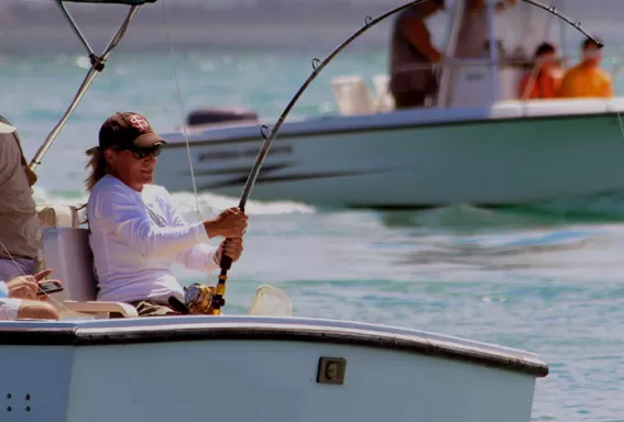 People fishing on a beautiful day