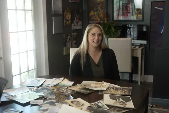 Krista is restoring photos damaged in the hurricane.